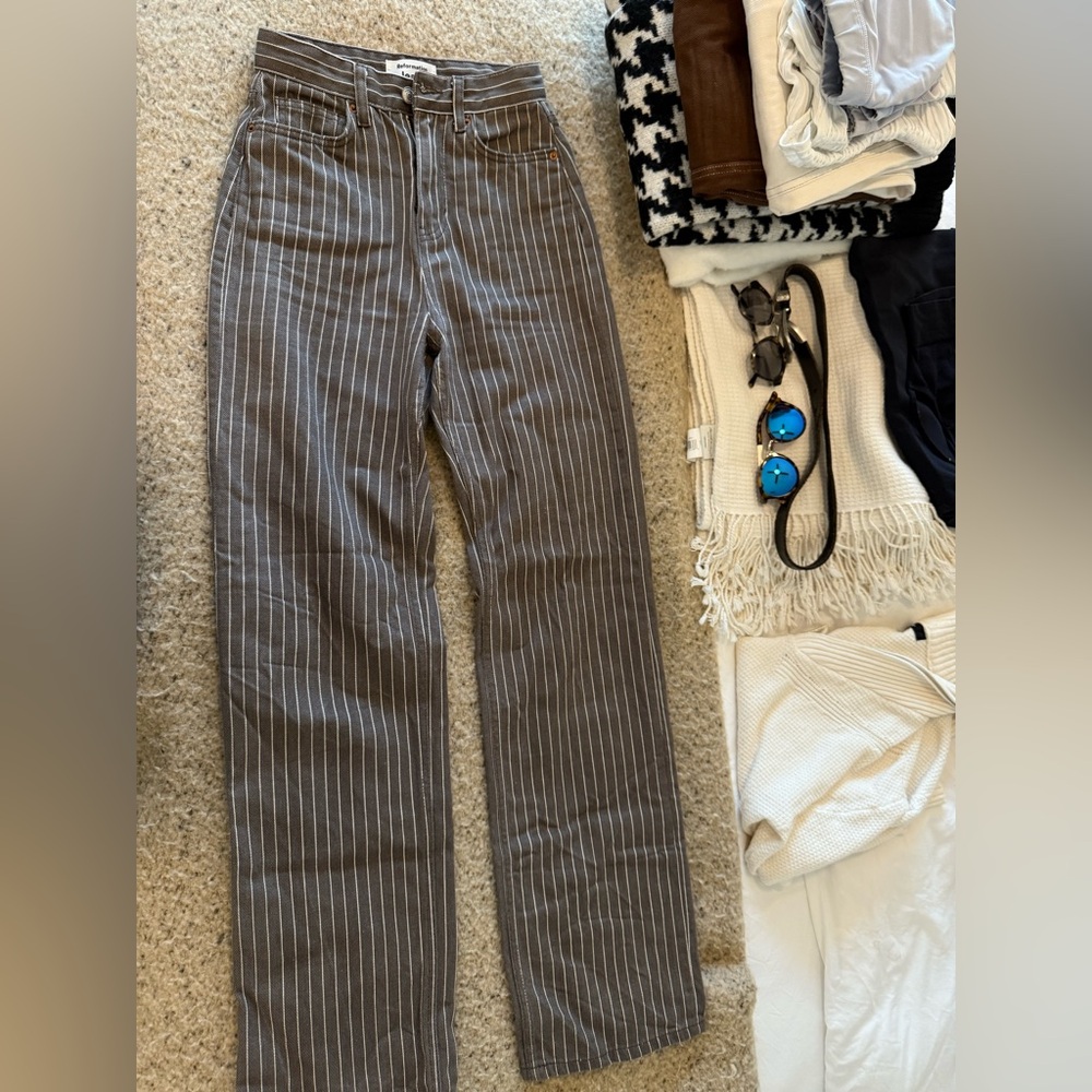 Reformation Pinstriped Jeans Brown